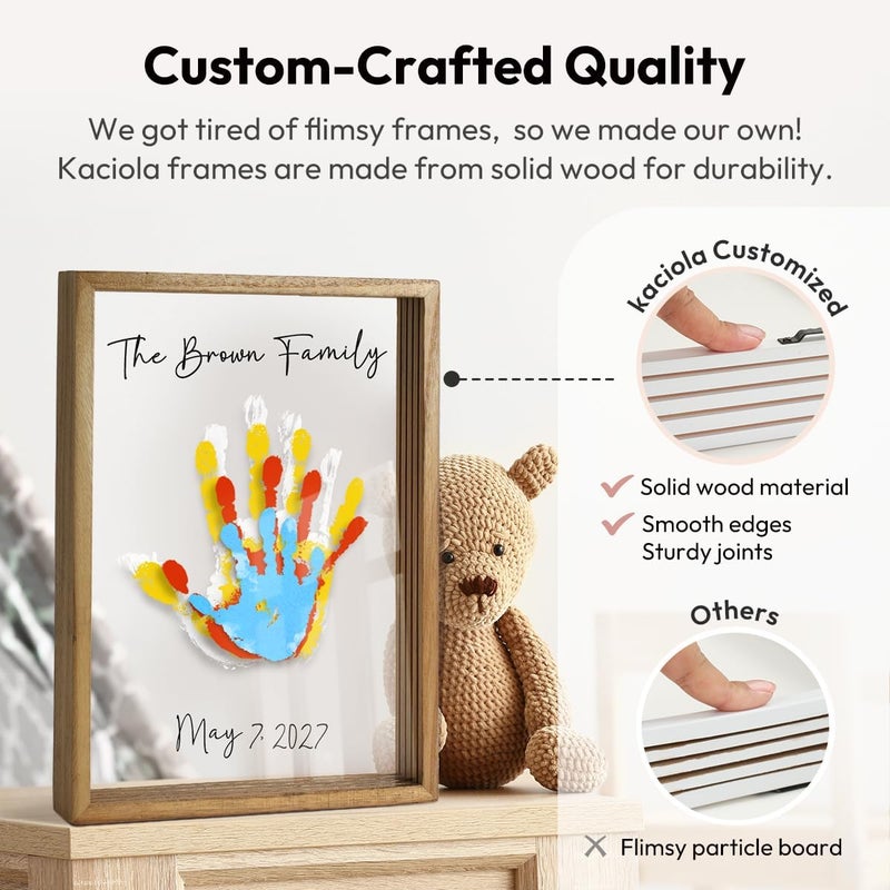 Kaciola Family Handprint Kit, DIY Newborn Keepsake Frame, Baby Hand and Footprint Kit, Unique New Baby Gift for Mothers Day Crafts Anniversary (Brown) - Image 4